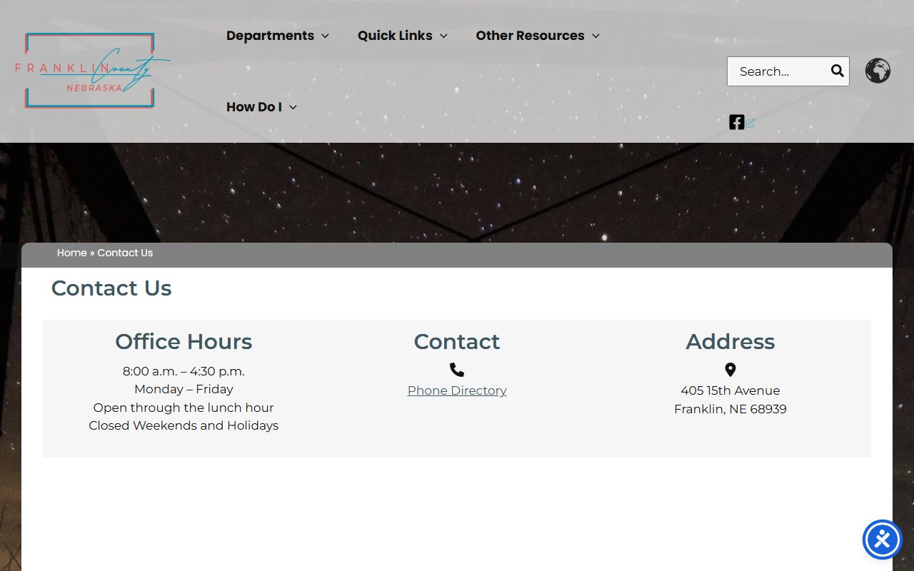 Franklin County courthouse contact page for inmate records access