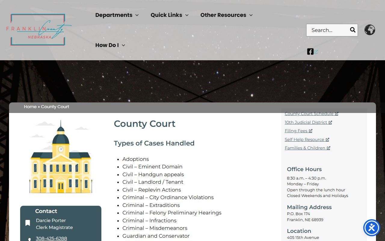 Franklin County court records after jail arrest county court page